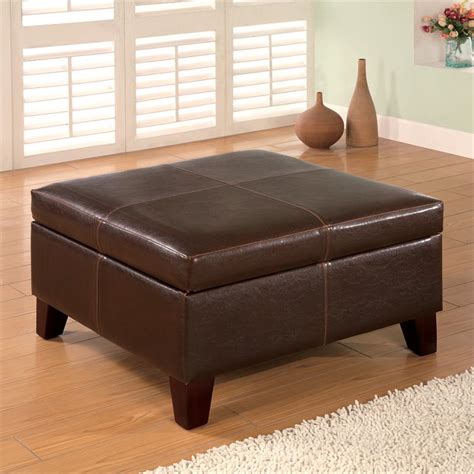 ottoman with storage brown|brown leather storage ottoman square.